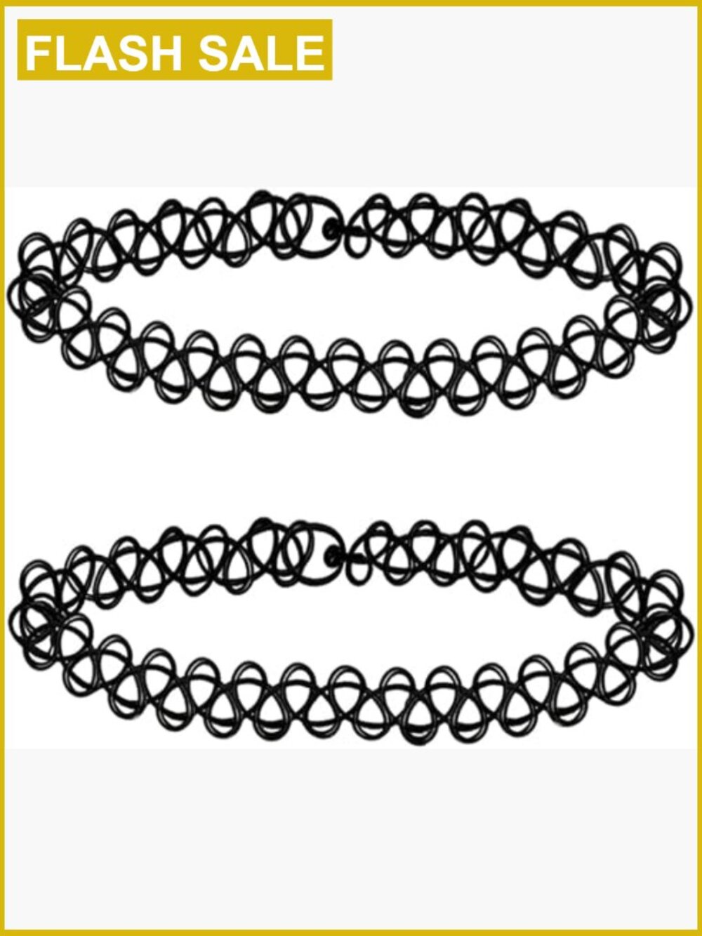 90s Tattoo Choker Necklace Set, Stretchy Elastic Chokers, Gothic Punk Y2K